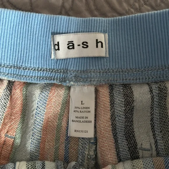 Dash Linen blend shorts EUC. Blue/melon/green striped Sz L - Picture 4 of 5